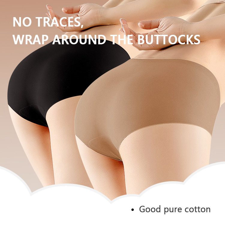 Mid Waist Seamless Underwear No Show Full Coverage Briefs Stretchy Hipster Invisible Panties (Black, S)