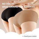 Mid Waist Seamless Underwear No Show Full Coverage Briefs Stretchy Hipster Invisible Panties (Black, S)